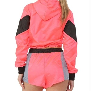 Custom Logo Nylon Streetwear Vintage Sweat Suits New Fashion 2 Piece Jogging Set Women Reflective Windbreaker <b>Jacket</b> <b>Short</b> Set - Product Image 2