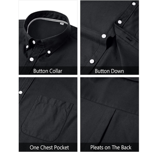 Chemise habillée noire unie pour homme, manches longues, coton premium, coupe moderne, infroissable et durable - Product Image 4