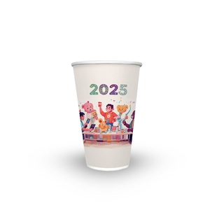 Vaso de Papel Desechable de 12 oz, de Pared Simple, Recubierto de PE, Reciclable, de Grado Alimenticio, con Diseño Impreso Personalizado, a Prueba de Fugas, para Té con Leche - Product Image 4
