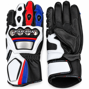 Gants de moto haute performance en cuir, manches longues, paume renforcée, protection des articulations, pour la course et les sports de plein air - Product Image 1