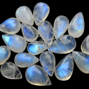 Cuentas de Piedra Lunar Arcoíris en Forma de Pera Lisas, Cuentas de Piedra Lunar Arcoíris Natural con Fuego Azul y Blanco, Tamaño 13X16MM - Product Image 1