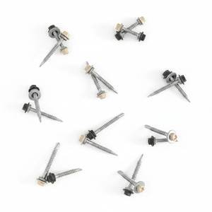 Vis autoperceuse à tête plate PDC Modèle 12 avec rondelle EPDM collée, en acier au carbone classe 4.8 6.8, chromée, zinguée/galvanisée, à filetage grossier - Product Image 4