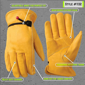 Gants de travail en cuir de vachette pour hommes, prix d'usine, gants de sécurité industriels pour la construction - Product Image 6