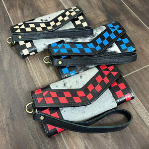 กระเป๋าคลัทช์แบบมีสายรัดข้อมือหนังวัวแท้ลายตารางสีชมพูทันสมัยสำหรับผู้หญิงกระเป๋าเงินใส่โทรศัพท์แบบแฟชั่นแบบตะวันตก - Product Image 5