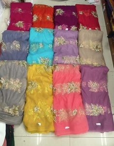 Tissu en filet léger enduit de PE de qualité supérieure avec broderie de perles lourdes pour les robes de mariée Lehengas, vêtements ethniques, 45 GSM, pour femmes - Product Image 3
