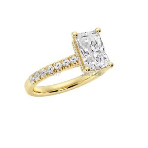 Anillo personalizable de diamante de laboratorio de oro amarillo blanco de 10K, 14K, 18K, certificado IGI, anillo de compromiso de diamante cultivado en laboratorio de joyería CVD - Product Image 3