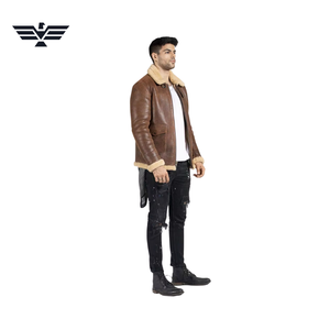 Chaqueta de Cuero Genuino para Hombre EMPIRE TREND WEARS, Forro de Piel Sintética, Cuello Camisero, Cierre de Cremallera, Corte Ajustado, Estilo Motero, Invierno - Product Image 2