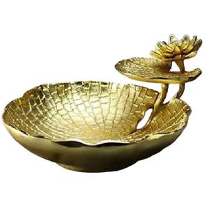 Bol à 2 sections en aluminium laiton antique courbé de forme ronde gaufrée Royal Classic Look Fruit Servant Fait à la main - Product Image 3