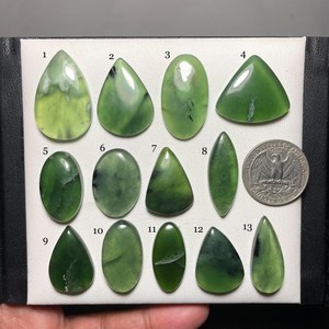10 Piezas de Cabujón de Jade Nefrita Natural de Primera Calidad |   Piedra Verde Profunda de la Serenidad y la Suerte |   Piedra Preciosa de Cristal Curativa - Product Image 3