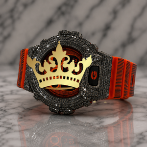 Black Diamond Digital Watch Orange Rubber Strap Luxury Men’s Fashion Timepiece - Product Image 1