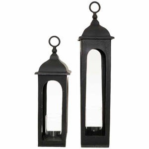 Farol de metal negro vintage con vela sin llama parpadeante, farol decorativo colgante para interiores y exteriores, para el hogar y el jardín. - Product Image 5