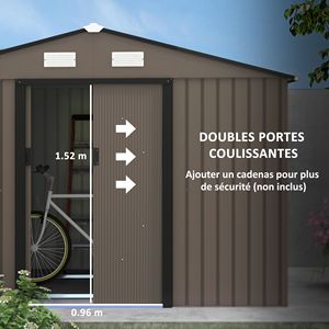 Capanno in Metallo per Attrezzi Auto 9FT X 6FT con 4 Prese d'Aria e 2 Porte Scorrevoli per Giardino, Patio o Prato - Product Image 5