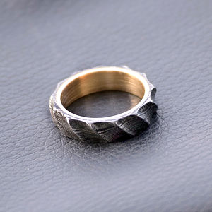 Handmade Damascus Steel <b>Ring</b> Handforged Style Latest Design Brass Inner With High Quality Best for <b>Couple</b> <b>Ring</b> - Product Image 1