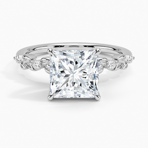 แหวน BOJ รุ่น 0108 ทรง Princess Cut เงินแท้ 925 ประดับเพชรเม็ดเดี่ยวรูปใบไม้และดอกตูม น้ำหนัก 2 กะรัต สี D ความสะอาด VVS1 เพชรโมอิสซาไนต์ รับรองโดย GRA - Product Image 1