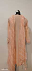 Vestido de Gasa con Cuello en V y Bordado de Melocotones, Manga Tres Cuartos, Corte Holgado, Midi, Casual, para Uso Diario, para Mujer - Product Image 2