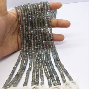 Cuentas facetadas de labradorita natural AAA de 4 mm, cuentas de labradorita azul brillante de 12 pulgadas para joyería - Product Image 5