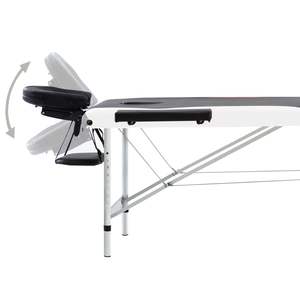 Table de massage pliable en aluminium à 3 zones, noir et blanc - Product Image 5