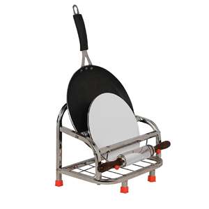 Stainless Steel Chakla Belan Stand <b>Rolling</b> Pin Tawa Chimta Holder Durable Kitchen Organizer <b>Rack</b> - Product Image 1