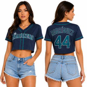 OEM Women Cropped <b>Baseball</b> Jersey Custom Team Logo Player Name Number Back Embroidered Sports Fashion Shirt Export Ready Stocked - Product Image 3