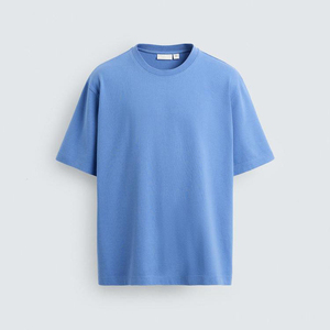 T-shirt surdimensionné de qualité supérieure, imprimé bleu délavé, manches courtes, t-shirts vierges personnalisables pour hommes - Product Image 3