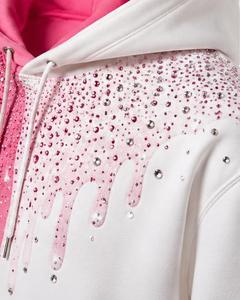 Sudadera con Capucha para Hombre, 100% Algodón, Antiarrugas, Degradado Rosa Blanco, Estampado de Diamantes de Imitación, Corte Regular, Informal, para Otoño - Product Image 6