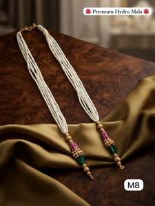 สร้อยคอมุกหลายเส้นแบบพรีเมียมไฮโดรมาลา สร้อยคอยาวแบบดั้งเดิมสำหรับเจ้าสาวอินเดีย ดีไซน์เนอร์ สร้อยคอประดับลูกปัดสีทอง - Product Image 2
