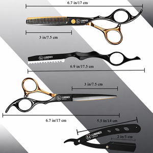 Ciseaux droits pour gauchers NYBL-55 de 5,5 pouces, JAPON, acier 440C, tranchants, dureté 58-59HRC, manche en acier inoxydable, ciseaux de barbier, cheveux, 28 - Product Image 3