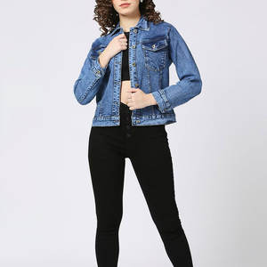 Veste en jean décontractée tendance pour femme 2026, 100 % coton, logo personnalisé imprimé, sur mesure, petit budget - Product Image 5