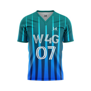 High Quality 100% Polyester Short Sleeve Soccer Jersey Custom Sublimated Breathable Quick Dry Printed Front Logo Team <b>Name</b> - Product Image 5