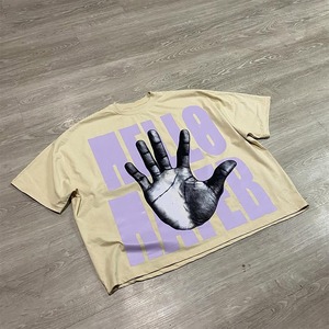เสื้อยืดแขนสั้นทรงปกติสำหรับผู้ชาย พิมพ์ลายตัวอักษรประดับเพชร ดีไซน์ลายมือ โลโก้ด้านหน้า สไตล์สตรีทแวร์ คอกลม ผ้าเจอร์ซีย์ 100% ผ้าฝ้าย - Product Image 5