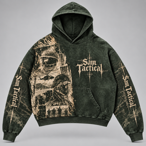 Sweat-shirt à capuche tactique pour homme Sam, coupe oversize, en coton French Terry, avec poche imprimée, style décontracté automne, prix de gros, personnalisation OEM - Product Image 1