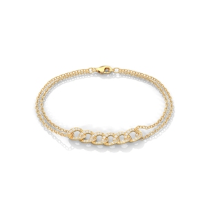 18K White <b>Gold</b> 6 Circle Link Diamond Bracelet <b>gold</b> <b>Plated</b> Double Chain <b>Bangle</b> for Party Gift - Product Image 1