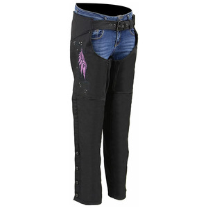 Samroz Sports - Chaps de Motocicleta Personalizables de Cuero Premium de 220 g, sin Costuras, con Estampado Digital, sin Mangas, para Mujeres Motociclistas - Product Image 2