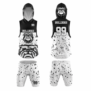 Conjunto de Uniforme de Fútbol 7v7 Personalizado Sublimado, Camiseta sin Mangas con Capucha, Pantalones Cortos, Diseño con Gráficos de Salpicaduras de Pintura, Ropa de Compresión para Entrenamiento de Equipo - Product Image 6