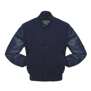 Veste universitaire rouge personnalisée en gros, veste bomber de baseball unisexe avec col côtelé rayé - Product Image 4