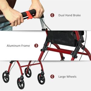 Nuovo Deambulatore per Adulti e Anziani Rosso con Altezza Regolabile, Leggero e Resistente - Product Image 5