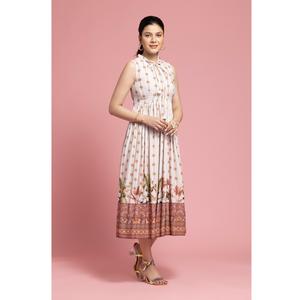 Vestido Maxi Elegante con Estampado Floral Blanco para Mujer, Vestido Casual de Verano sin Mangas, Vestido para Fiesta en la Playa, Disponible a un Precio Razonable - Product Image 3