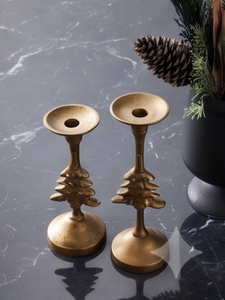 <b>Winter</b> Pine Forest Gold Metal Handmade <b>Candle</b> Stand Texture Casting Tabletop Decor Christmas Valentine's Day Bulk Order - Product Image 3