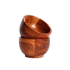 Serving Bowls 2pc Mango Wood Decorative Round Carved Bowl for Decoration <b>Centrepiece</b> Bowl for <b>Table</b> 10" X 10" X 2.5" - Product Image 1