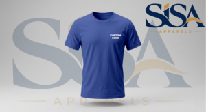 Vêtements de sport DryFit bleus personnalisés pour hommes, t-shirts de gym d'été en tailles 2XL à 6XL, design uni avec motif de roses sur le devant - Product Image 3