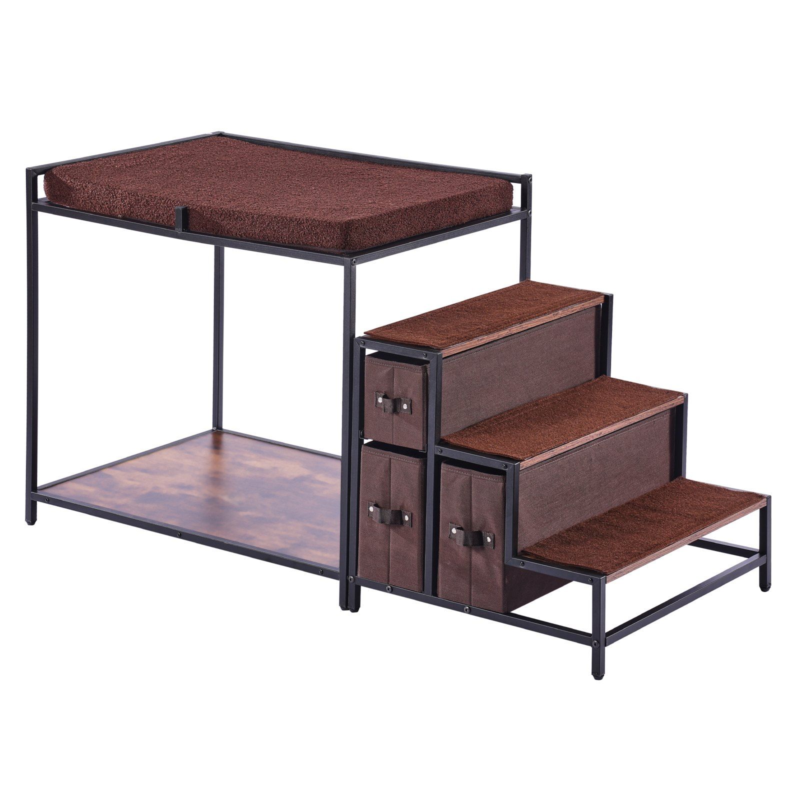Metal: Black + Wood Panel: Brown Color