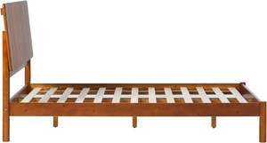 TNT Queen Size Espresso Solid Wood <b>Bed</b> <b>Frame</b> with Vertical Slatted Headboard – Transitional Traditional Design - Product Image 5