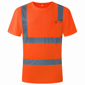 เสื้อยืดสะท้อนแสงสีส้มสะท้อนแสง LED แขนสั้นแอนซีคลาส1 EN ISO 20471คลาส2พร้อมส่ง - Product Image 6