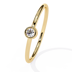 Bague solitaire en or massif 18 carats avec diamant naturel serti clos, diamant rond brillant, bague de mariage minimaliste pour femme, vente en gros - Product Image 4