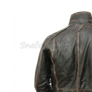 Veste en cuir pour homme surdimensionnée à manches longues, de qualité supérieure, personnalisée OEM, style vintage, avec fermeture éclair, en vente - Product Image 6