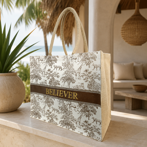 Sac fourre-tout personnalisé en toile de coton laminée PP et jute, 40x33x20 cm, grand sac de plage, vente en gros, OEM, ODM, marque privée, exportateur - Product Image 6