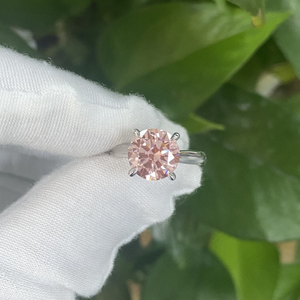 Anillo Clásico de Oro Blanco de 9k, 10k, 14k y 18k con Diamante Cultivado en Laboratorio de Corte Brillante Redondo Color D, Perforación Láser, Diamantes Laterales, Anillo de Compromiso para Mujer - Product Image 1