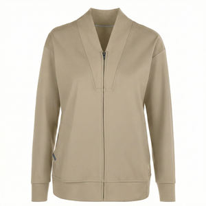 Chaqueta Quirúrgica OEM Personalizada para Enfermeras con Cremallera Frontal, Cuello Plano en V, Bolsillos de Punto Elástico, Diseño Atlético, Venta al por Mayor - Product Image 5