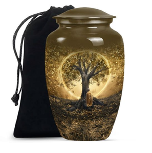 Motivo de hojas de arce vibrantes de otoño en una urna de metal resistente con bolsa de terciopelo. Resistente, disponible a precios de mayorista. - Product Image 4