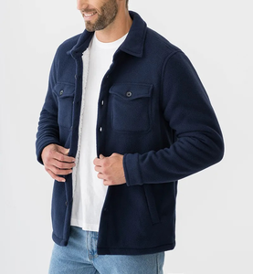 Chemises en polaire à manches longues pour hommes, 100% polyester, qualité supérieure, tendance, décontractées, vêtements de plein air, logo personnalisé - Product Image 2